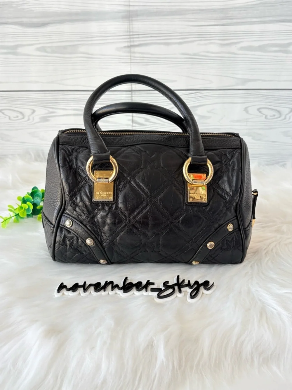 Metrocity Black Boston Bag with Gold‎ Accents
